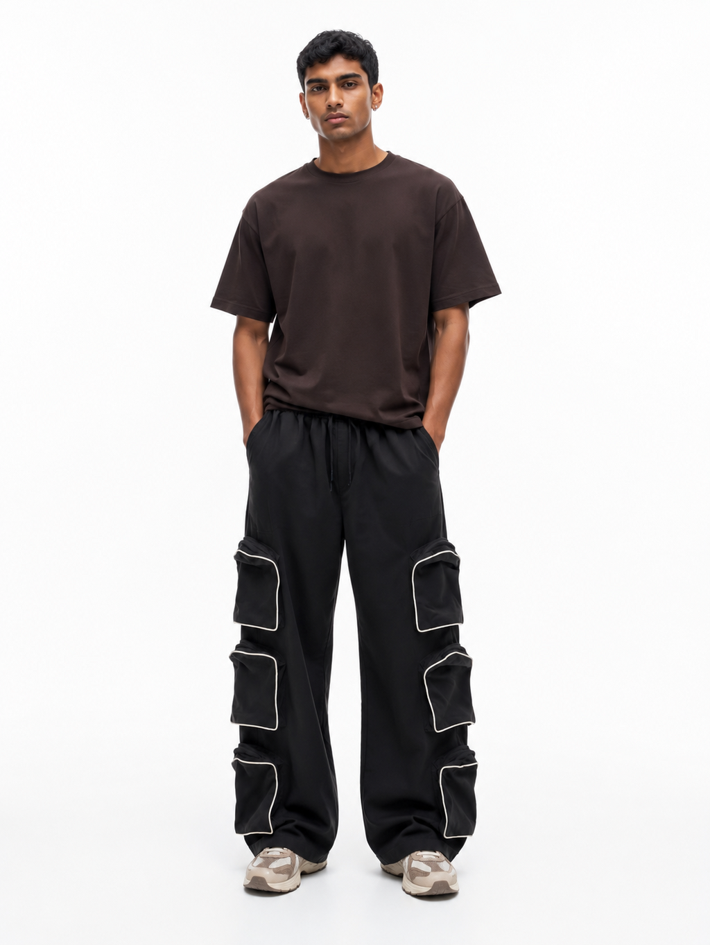 Multi-Pocket Cargo Baggy Pants – Black