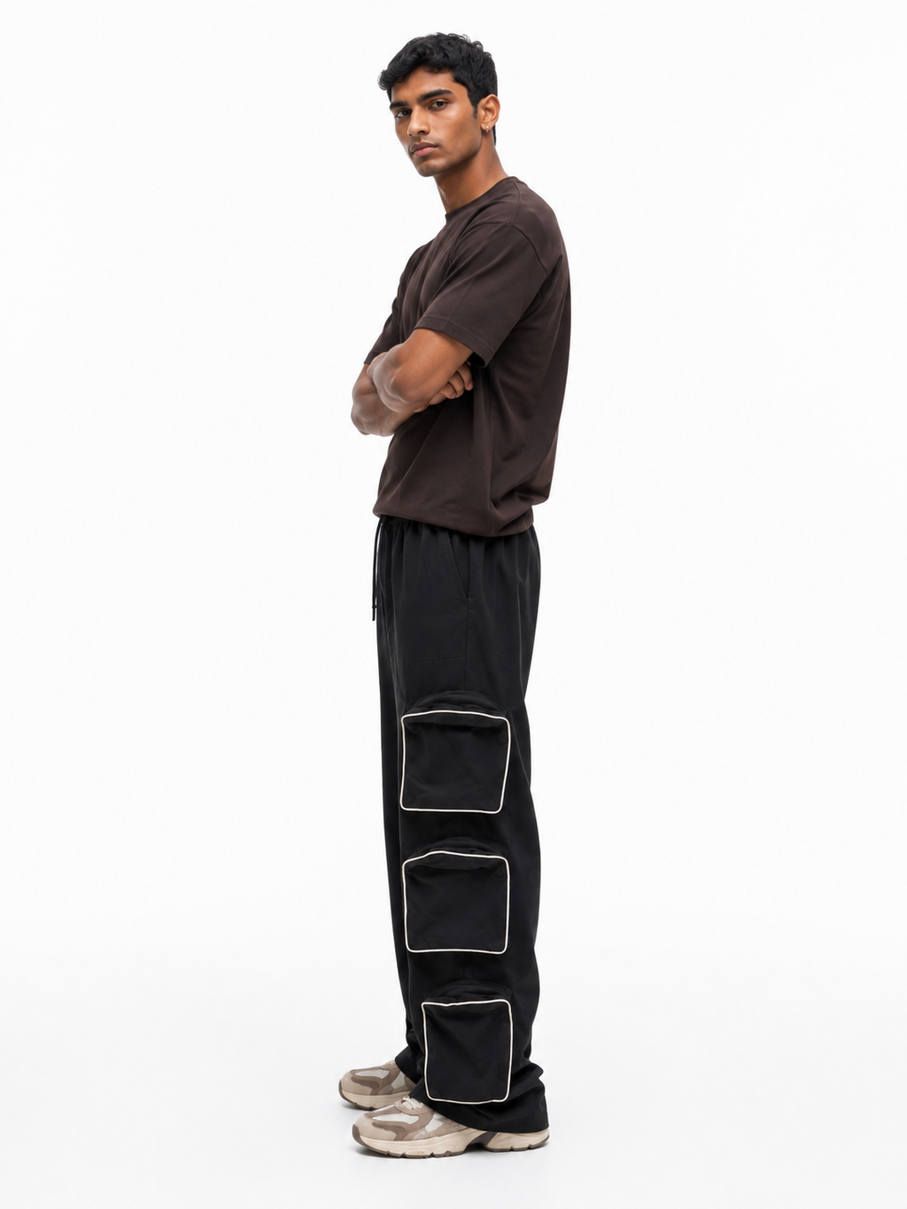 Multi-Pocket Cargo Baggy Pants – Black