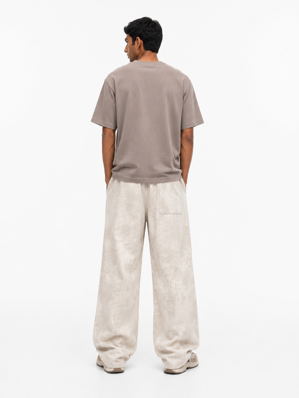 Acid Wash Wide Leg Pants – Cream