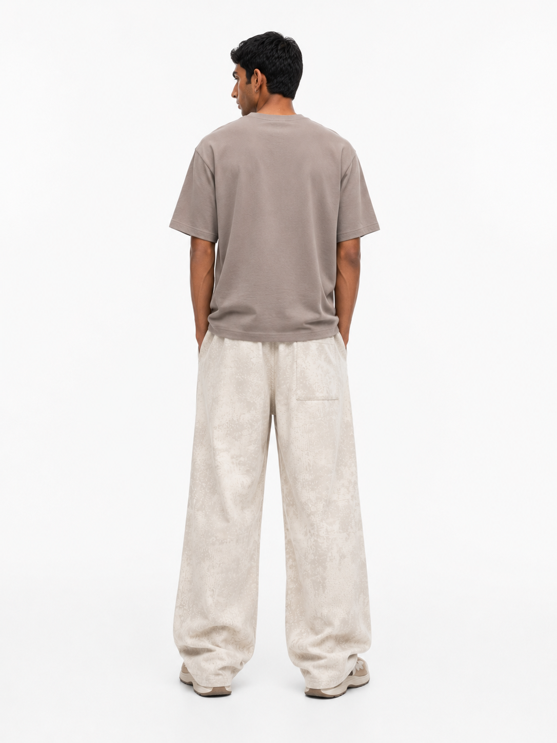 Acid Wash Wide Leg Pants – Cream