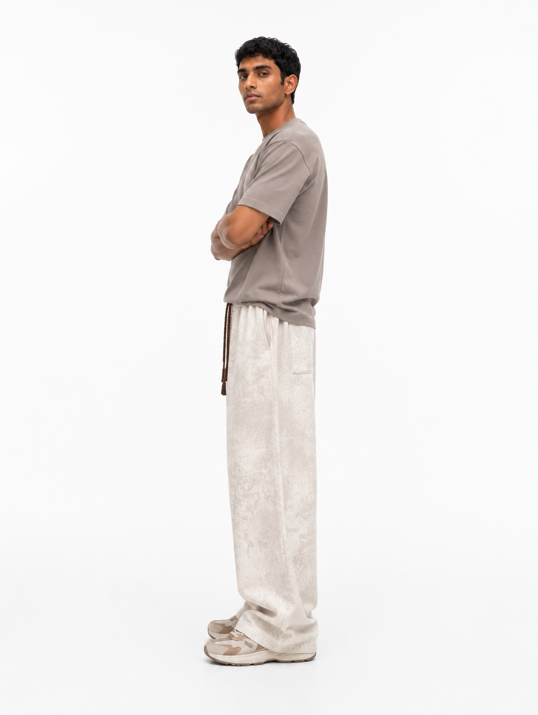 Acid Wash Wide Leg Pants – Cream