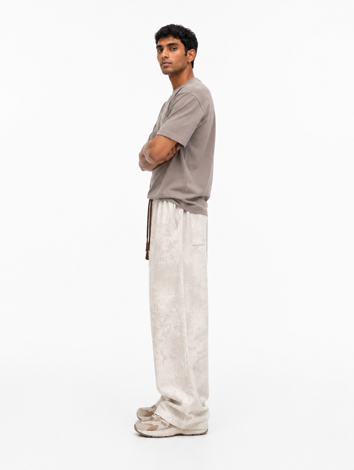 Acid Wash Wide Leg Pants – Cream
