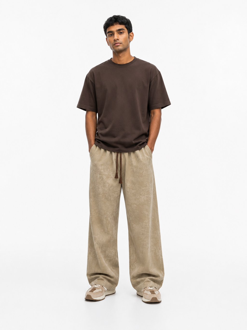 Acid Wash Wide Leg Pants – Khaki