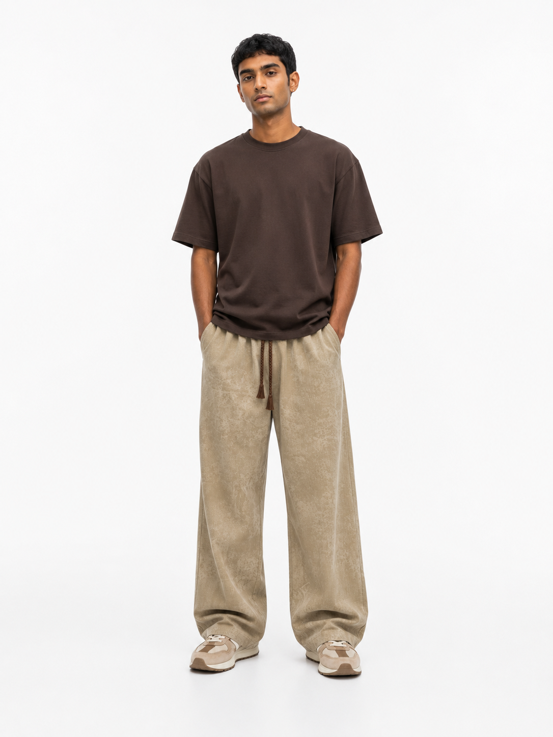 Acid Wash Wide Leg Pants – Khaki