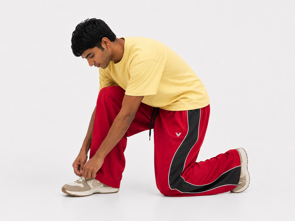Colorblock Track Pants – Red & Black