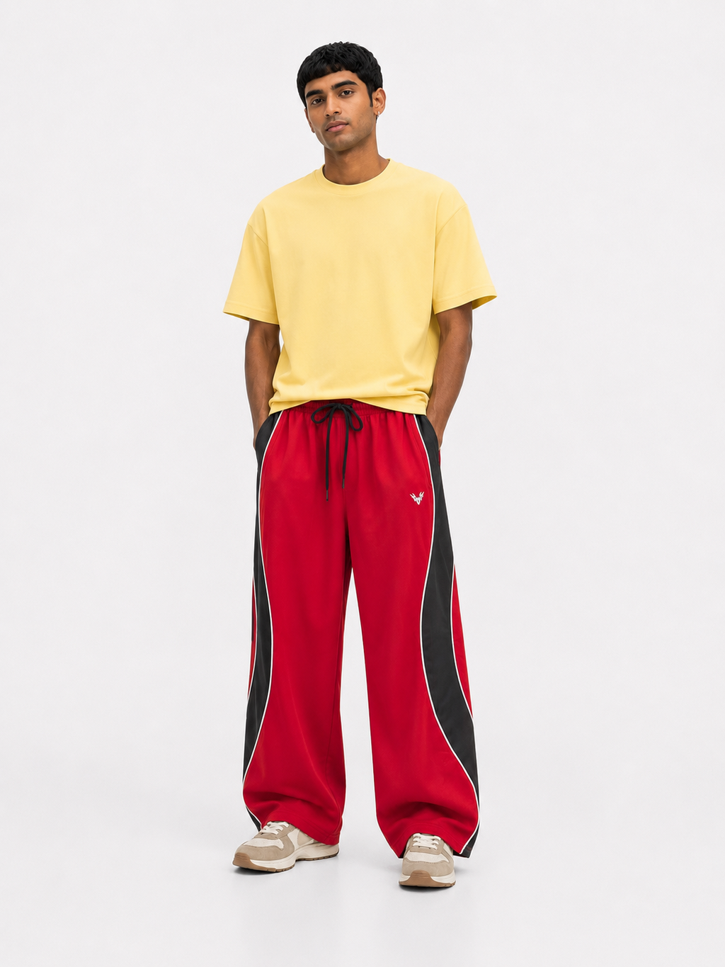 Colorblock Track Pants – Red & Black