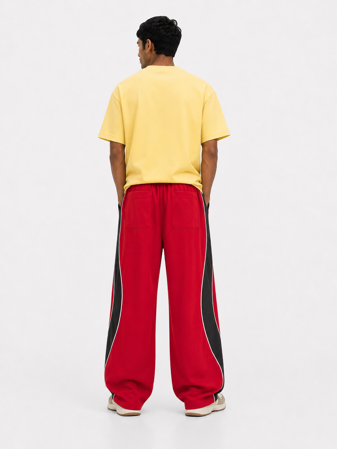 Colorblock Track Pants – Red & Black