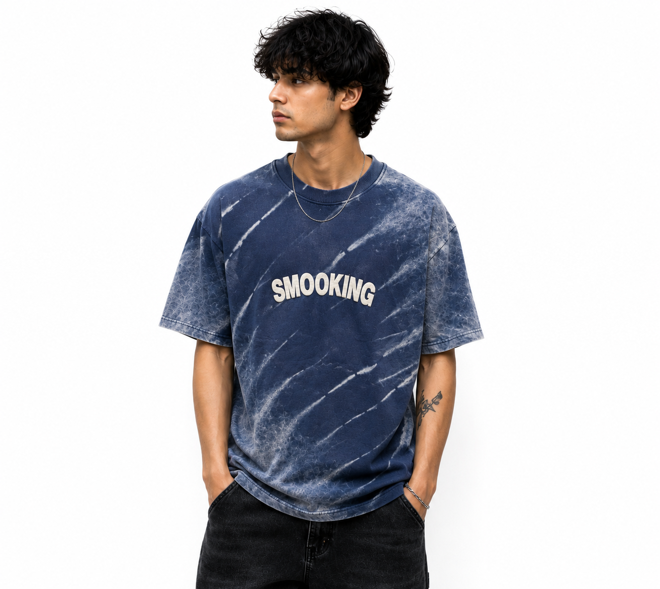 Smooking Graphic Tee - Navy Tie-Dye