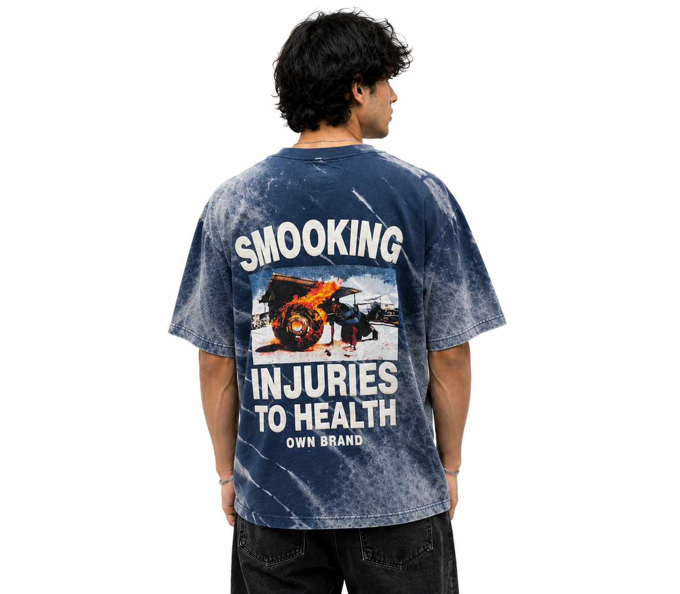 Smooking Graphic Tee - Navy Tie-Dye