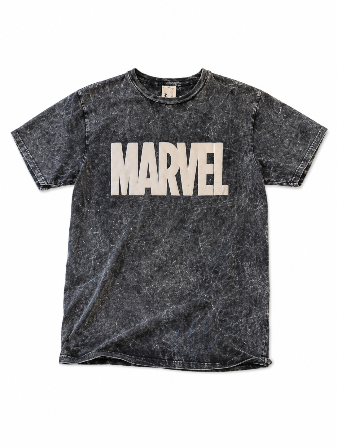 Marvel Logo Acid Wash Oversized T-Shirt - Black
