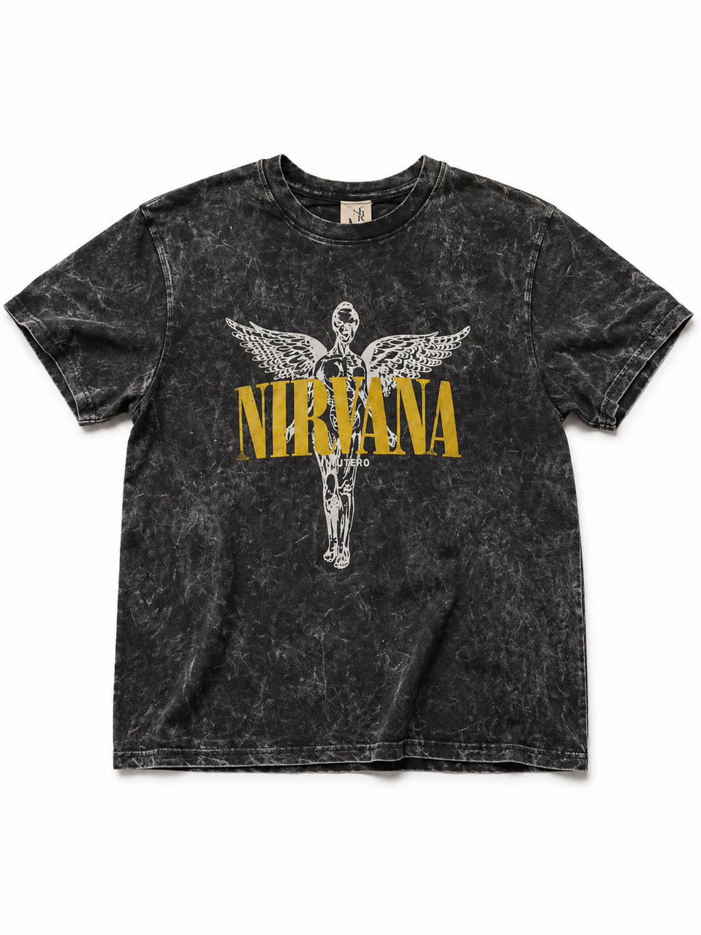 Nirvana In Utero Acid Wash Oversized T-Shirt - Black