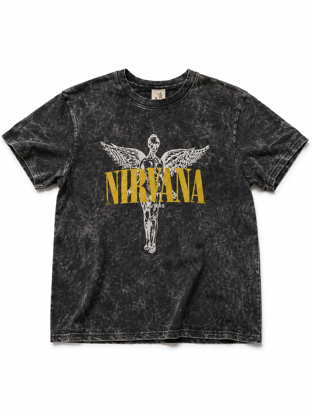 Nirvana In Utero Acid Wash Oversized T-Shirt - Black