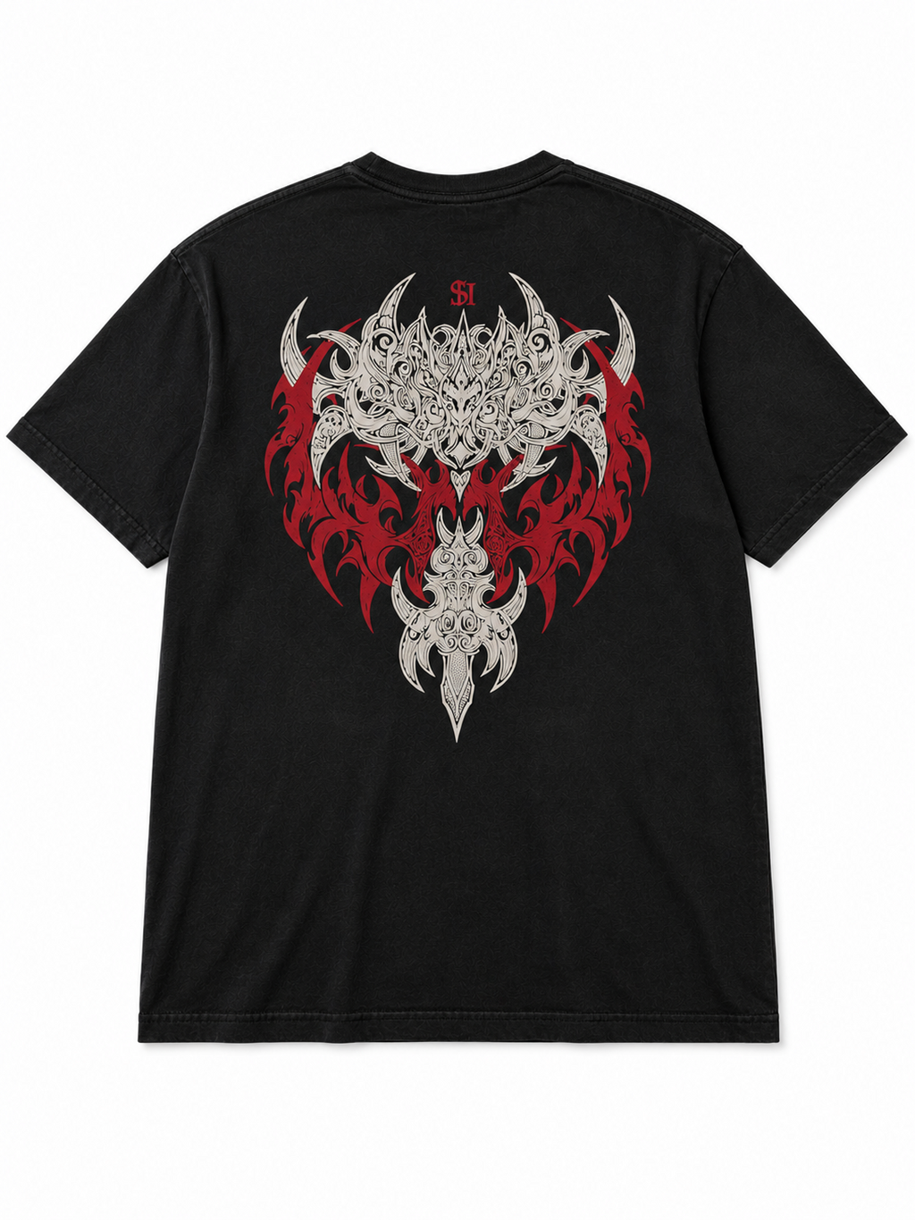 Gothic Arch Text Oversized T-Shirt - Black