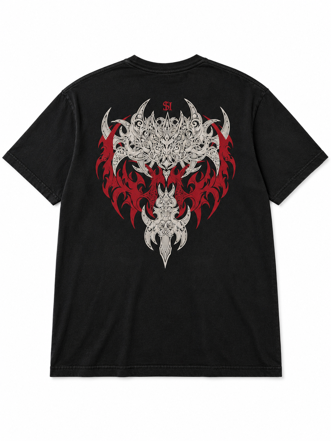 Gothic Arch Text Oversized T-Shirt - Black