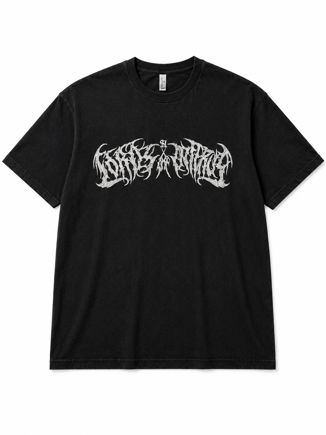 Gothic Arch Text Oversized T-Shirt - Black