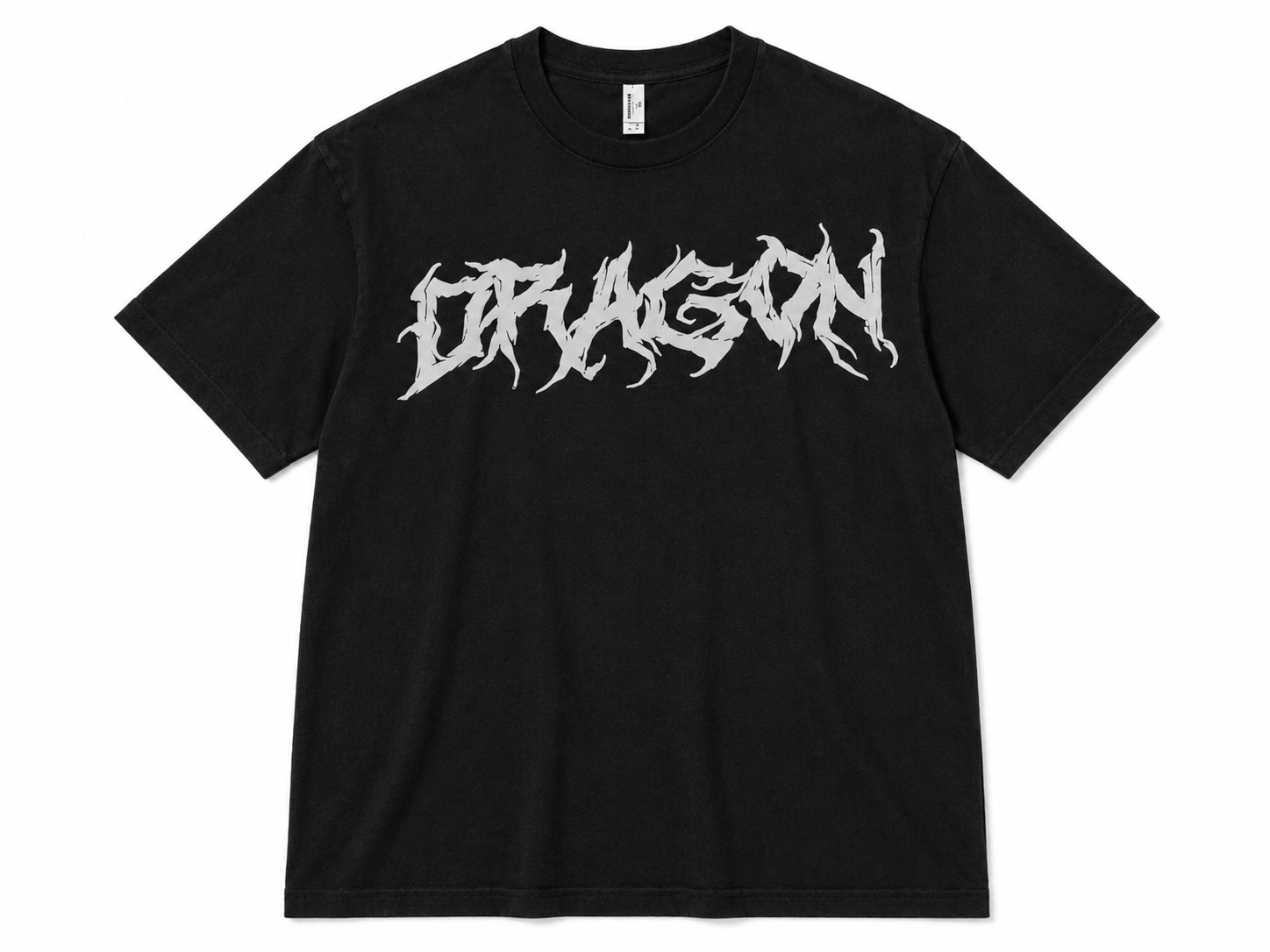 Dragon Gothic Text Oversized T-Shirt - Black