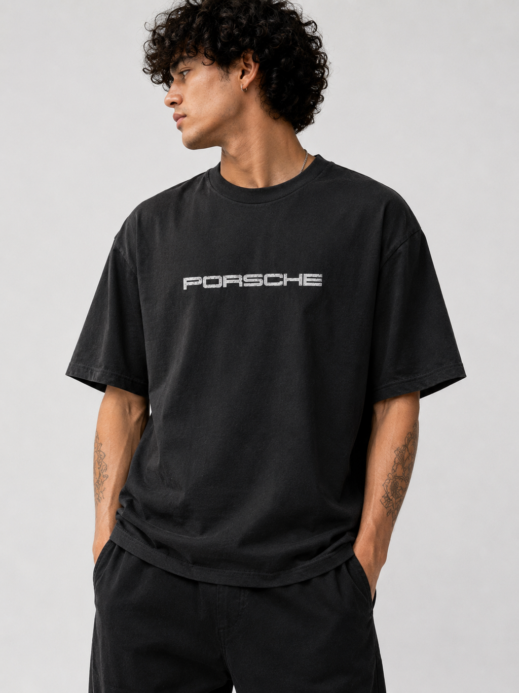 Porsche Graphic Oversized T-Shirt - Black