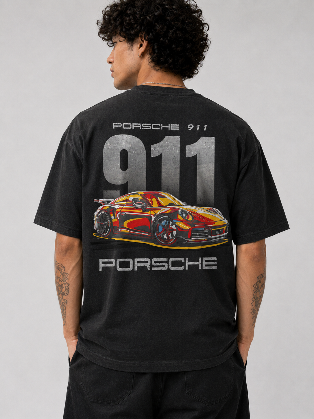 Porsche Graphic Oversized T-Shirt - Black