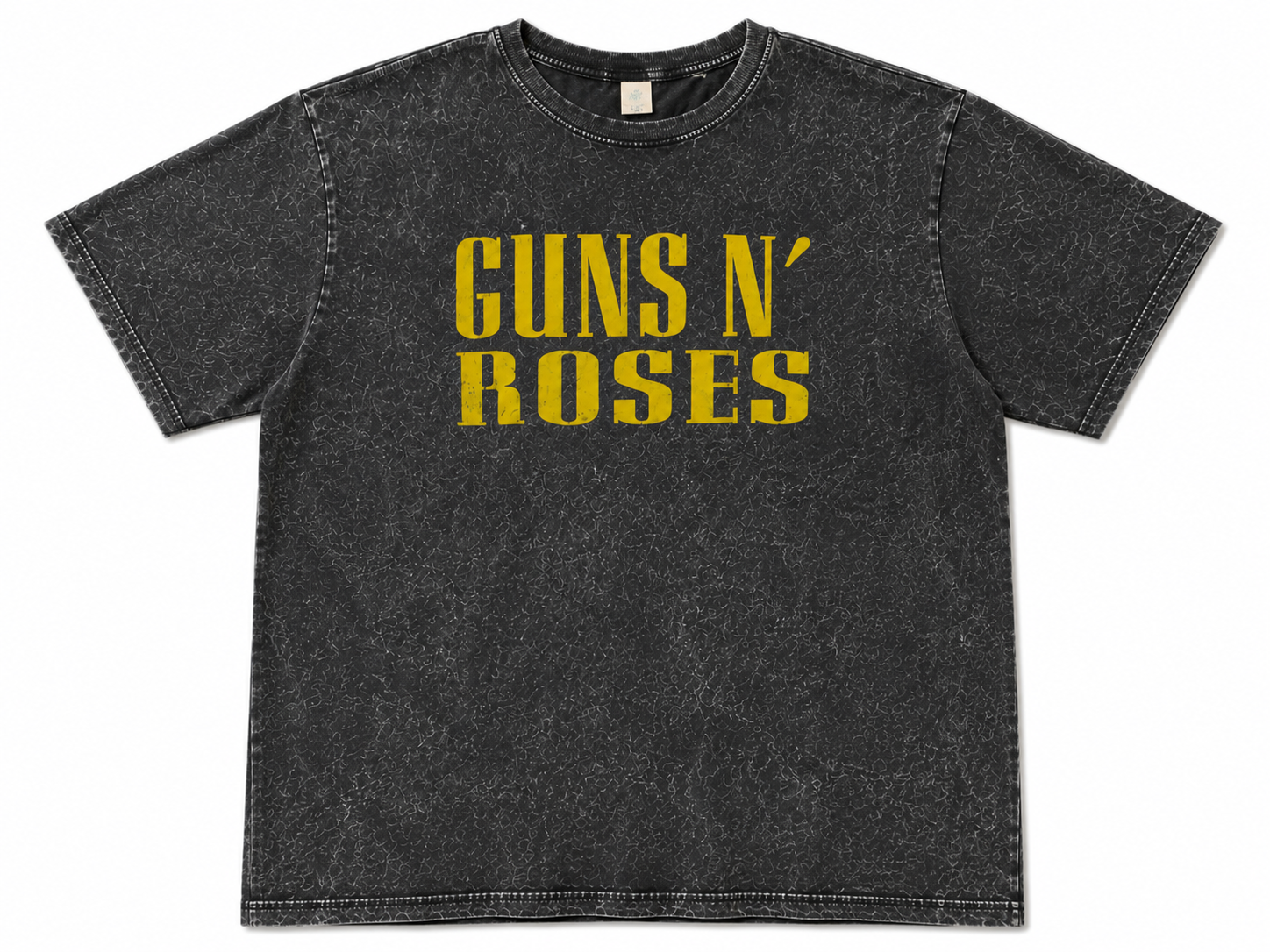 Guns N' Roses Text Acid Wash Oversized T-Shirt - Black
