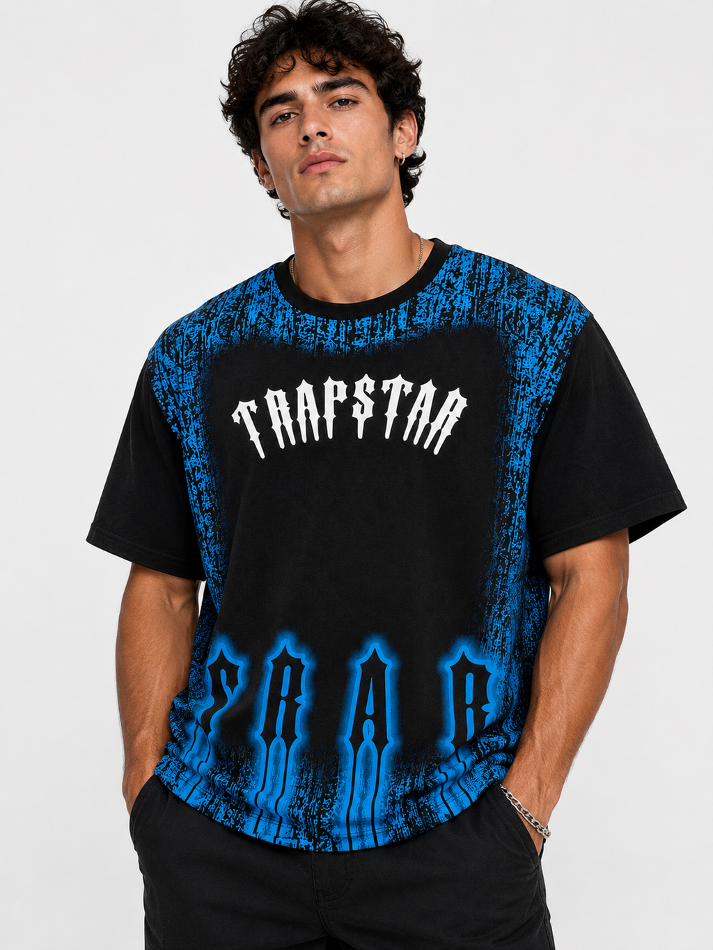 Urban Typographic Graphic Tee - Black/Blue