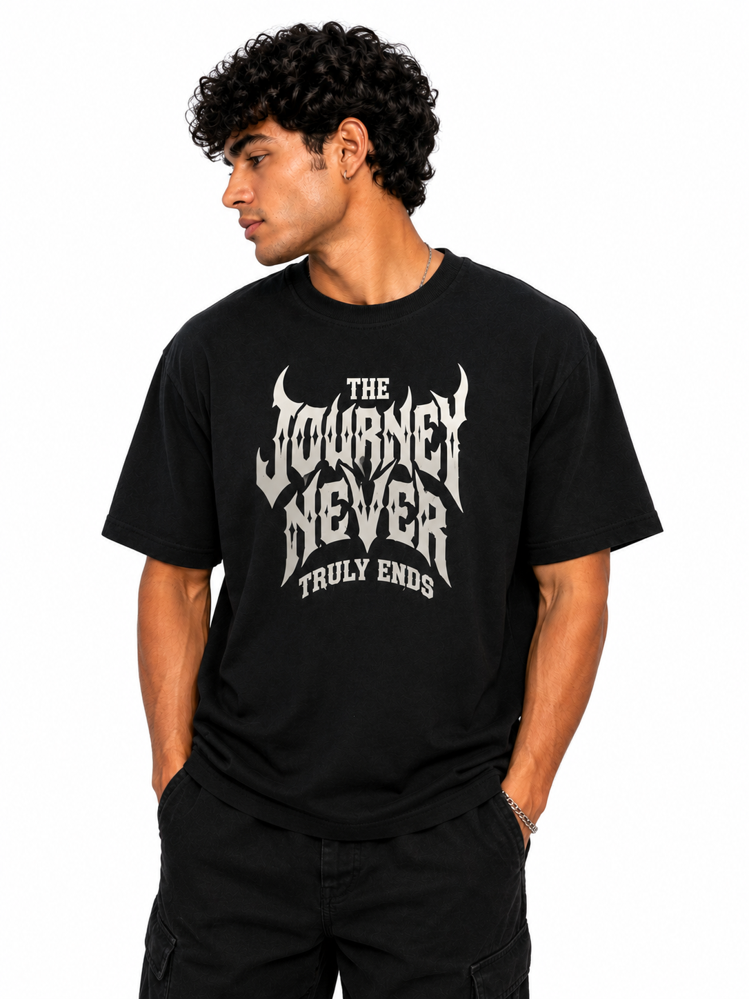 The Journey Never Truly Ends Graphic Tee - Black
