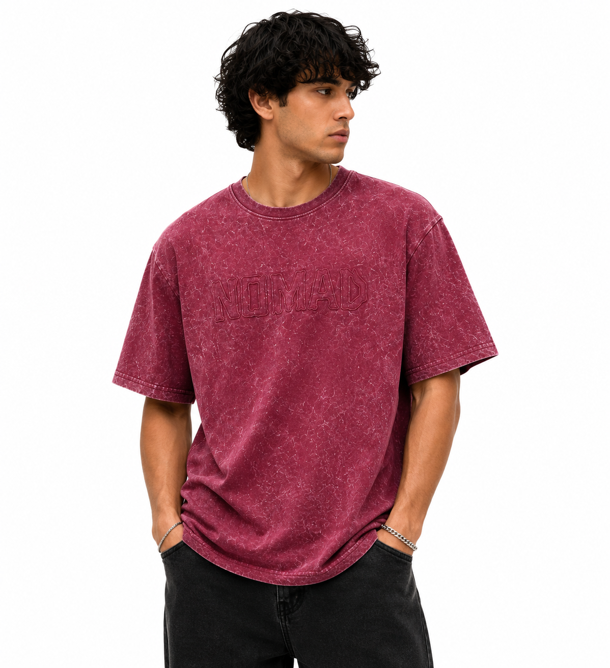 Nomad Tonal Embossed Tee - Maroon