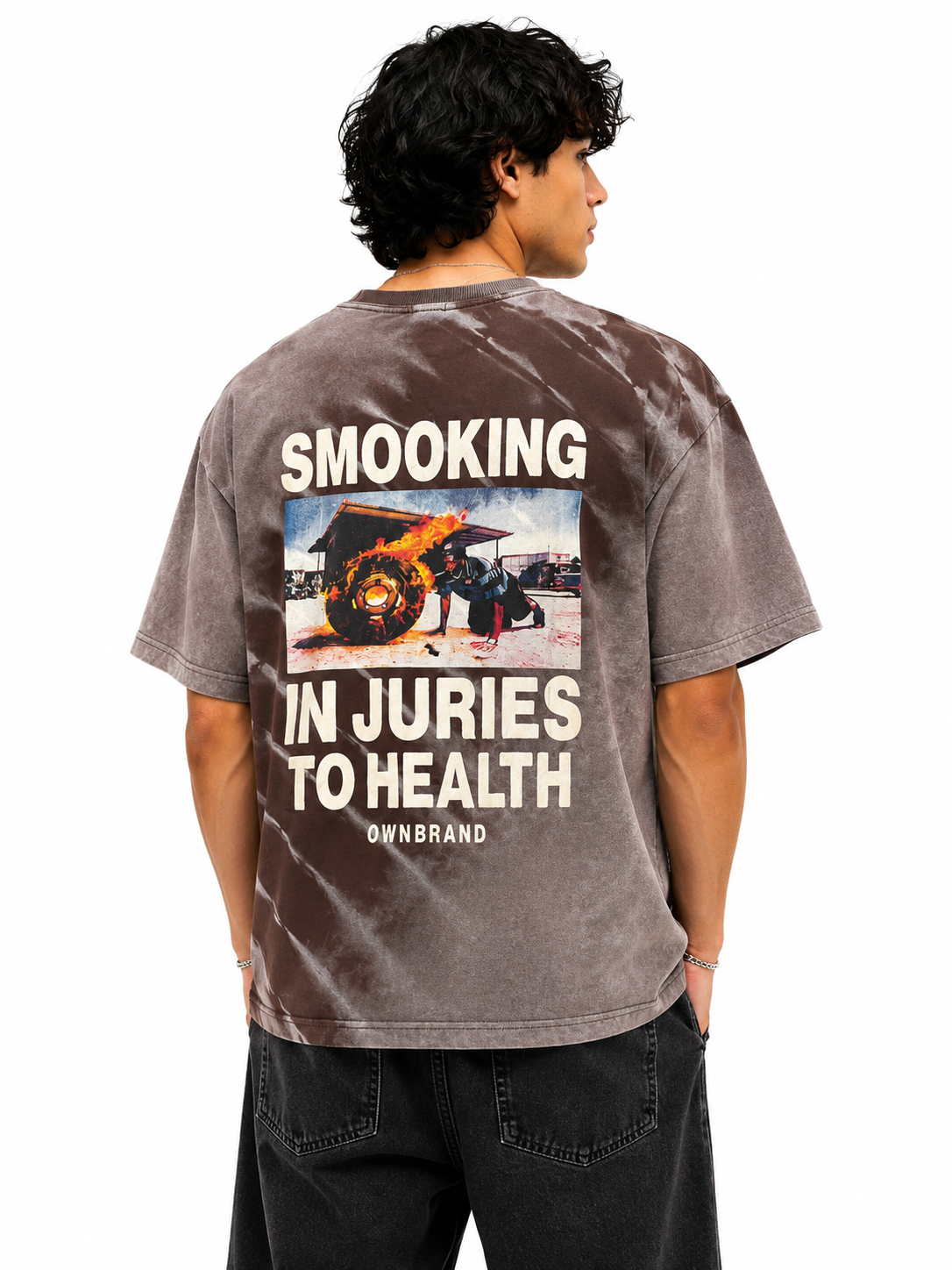 Smooking Graphic Tee - Brown Tie-Dye