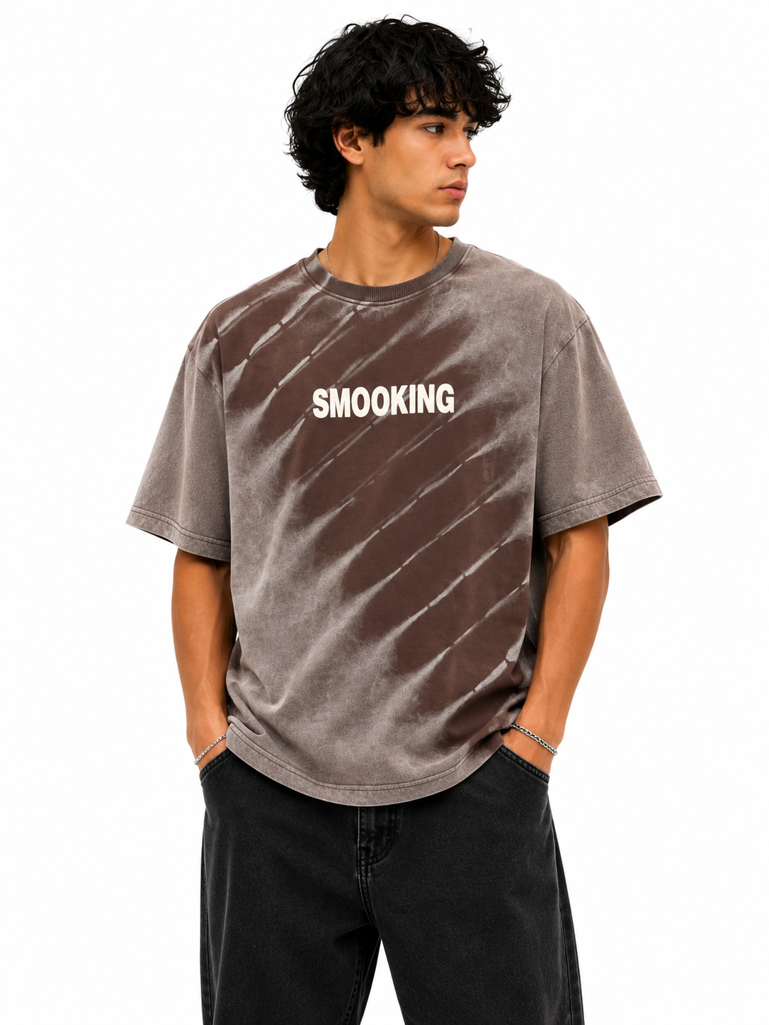 Smooking Graphic Tee - Brown Tie-Dye
