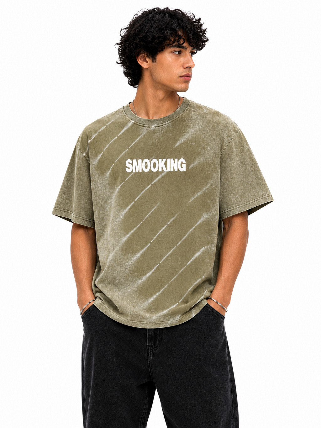 Smooking Graphic Tee - Olive Tie-Dye