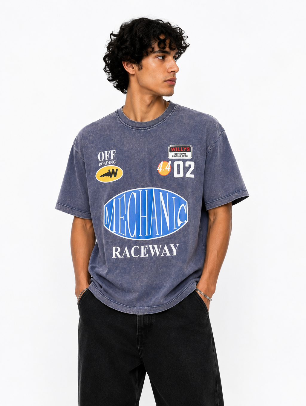 Mechanic Raceway Graphic Tee - Blue Grey